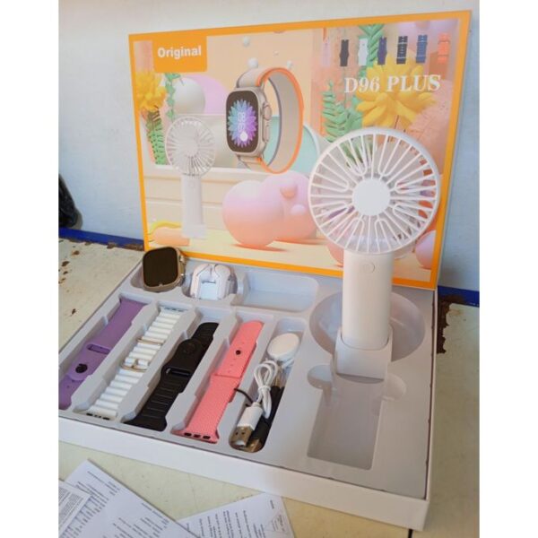 D96 Plus Smart Watch Watch, Earbuds, Fan Combo Pack - Image 3