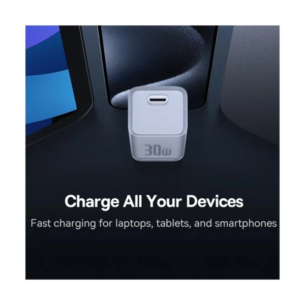 Baseus USB-C 20W GaN White Charger Adapter - Image 4